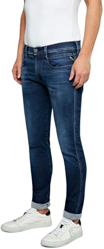 Replay Anbass Slim-Fit Hyperflex Jeans con elástico, Azul (Dark Blue 007), W30 x L30 para Hombre