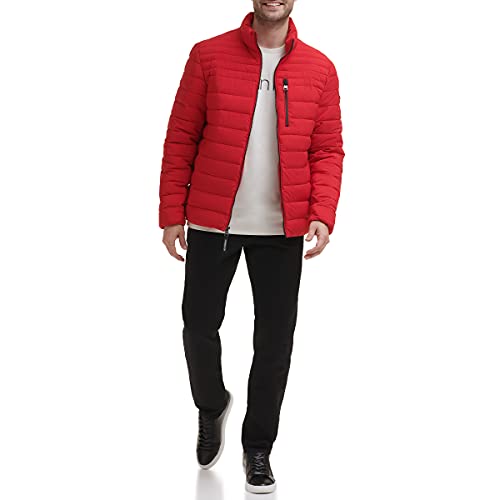 Calvin Klein Full Zip Down Puffer Coat Chaqueta, Rojo Profundo, XL Hombres