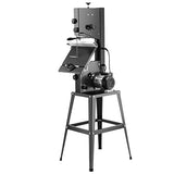 VEVOR 370 W Sierra de Cinta con Soporte de Mesa de Dos Velocidades de 506 RPM/920 RPM con Guía y Calibre de Inglete, Ancho de Garganta 245 mm, Altura de Corte de 160 mm para Carpintería, Aluminio