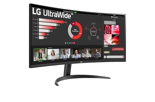 LG 34WR50QK-B - Monitor UltraWide Curvo, 34", QHD: (3440x1440px), 21:9, ADM FreeSync Premium, Multiposición, Negro