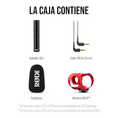 RØDE VideoMic GO II Micrófono de cañón ultracompacto para cámara con salidas de 3,5 mm y USB para cine, creación de contenido, podcasting y videollamadas