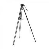 Manfrotto 500x Kit de Vídeo, Rótula Fluida y Trípode de Doble Tubo de Aluminio, Carga 5 Kg, Base Plana, Separador Medio, Placa Rápida, Vertical/Horizontal, Bolsa Incluida