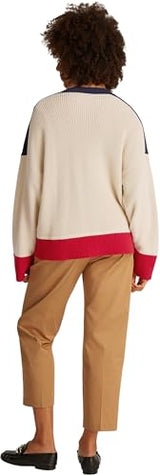 Tommy Hilfiger Chaqueta de punto Mujer Cárdigan con botones, Marfil (Country Ivory), L-XL