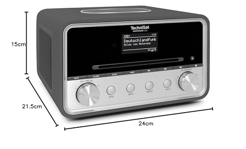 TechniSat DIGITRADIO 586 - Radio híbrido Dab+ (Radio por Internet, FM, Bluetooth, Spotify, Carga inalámbrica, Control por App, Pantalla OLED, USB, CD,MP3, AUX, 20 W, Equipo Compacto, Control Remoto)