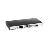 D-Link DGS-3000-28LP - Switch Gigabit PoE Gestionable Layer 2 (24 Puertos Gigabit PoE y 4 Puertos de uplink SFP, detección de bucles y apilado Virtual, prevención de Fuga de Datos, Altura 1U)