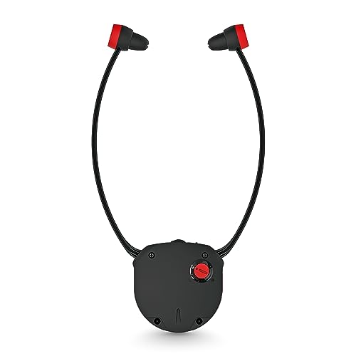 Emporia Auriculares inalámbricos para TV, con estación de Carga, Ideales para Personas Mayores, cómodos y Sencillos, fáciles de Usar, compatibles con Todos los Dispositivos de TV, Color Negro y Rojo