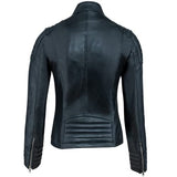URBAN 5884 Chaqueta de Cuero para Mujer, Chaqueta de Auténtica Piel de Cordero, Corta y Ajustada, Cuero Liso y Suave, Negro, L