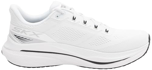Skechers MAX Cushioning Propulsion, Zapatillas Hombre, White and Black Textile/Synthetic, 41 EU