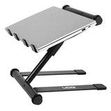 UDG Ultimate-DJ-Gear.COM Soporte para portátil Ajustable en Altura Color Negro - Estante telescópico Ajustable en Altura para portátil Que Gira 360°, Adecuado para DJs móviles y músicos electrónicos