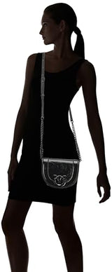 Pinko Love Round Click Mini Borla Crinckle Laminado, Bolsa Mujeres, Z99b_Black Limusine Block Color