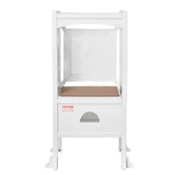 VEVOR Torre de Observación para Niños Carga de 56,75 kg Torre de Aprendizaje Montessori Plegable Madera Maciza Red de Seguridad de 3 Alturas para Niños Pequeños, Dormitorio, Baño, Mostrador, Blanco