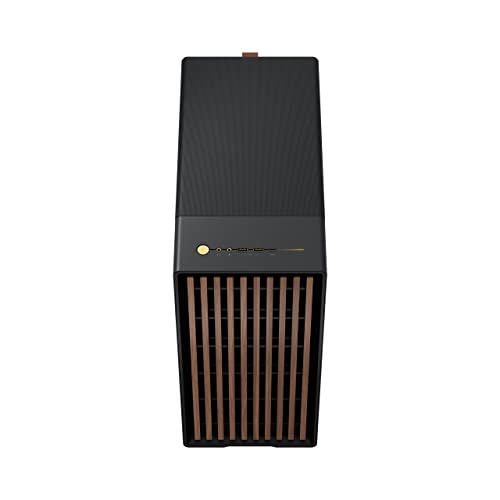 Fractal Design North Charcoal Black Tempered Glass Dark - Frente de Madera de Nogal - Panel Lateral de Vidrio - Incluye Dos Ventiladores Aspect PWM de 140 mm - Puerto USB Tipo C