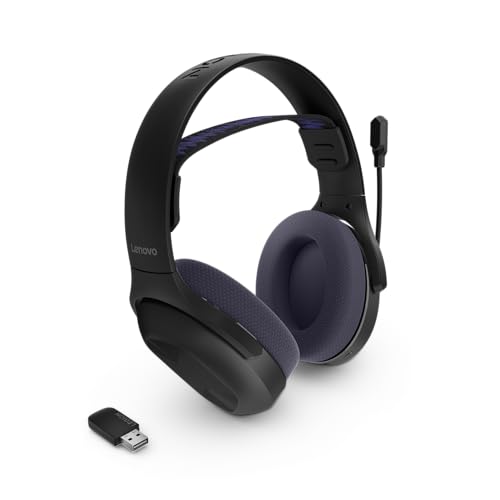 Lenovo Legion H410 - Auriculares Inalámbricos Gaming (Giratorios 90°, Ajustables, Receptor USB-A, BT 5.2, Compatible con PC, Legion Go Series, Otras Consolas) Negro