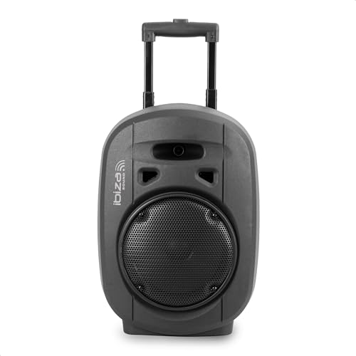 Ibiza - PORT8UHF-MKII-TWS - Altavoz portátil de 8"/400 W MAX con 1 micrófono con cable y 1 micrófono UHF, mando a distancia y maletín de transporte - Bluetooth, USB, SD y TWS - 6-8 horas de autonomía