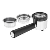 WMF Lumero - Cafetera expreso con 3 portafiltro, 1400 vatios, para 1-2 tazas de expreso, 15 bares, reposavasos, espumador de leche, prensador de café, luz led, acero inoxidable mate