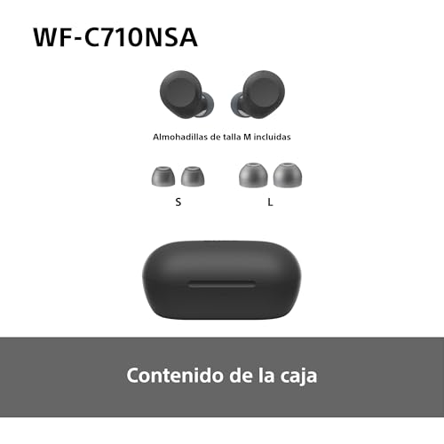 Sony WF-C710NSA Auriculares inalámbricos In-Ear con Noise Cancelling, Ligeros, Controles táctiles, Conexión Multipunto, IPX4, hasta 40 h de batería, Carga rápida, iOS y Android - Negro