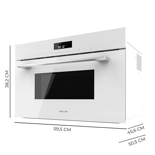 Cecotec Microondas Integrable 60cm Bolero Hexa MW703800 Glass White. 1450W, 34L de Capacidad, Función microondas, Modo Grill, Defrost, Auto Menú, Speed cooking, Electronic Timer