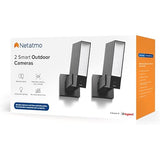 Netatmo Pack 2 Cámaras de Seguridad para Exterior, Vigilancia con Iluminación Integrada, Detección Avanzada de Personas y Vehículos, Video 1920p HD, Aluminio Negro - NBU-2-NOC-AMZ