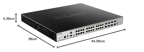 D-Link DGS-3630-28PC/SI - Switch PoE Gigabit Gestionable Layer 3 (20 puertos 10/100/1000 Mbps 802.3 at/af, 4 puertos SFP Combo, 4 puertos 10GbE SFP+, detección de bucles, prevención de fuga de datos)