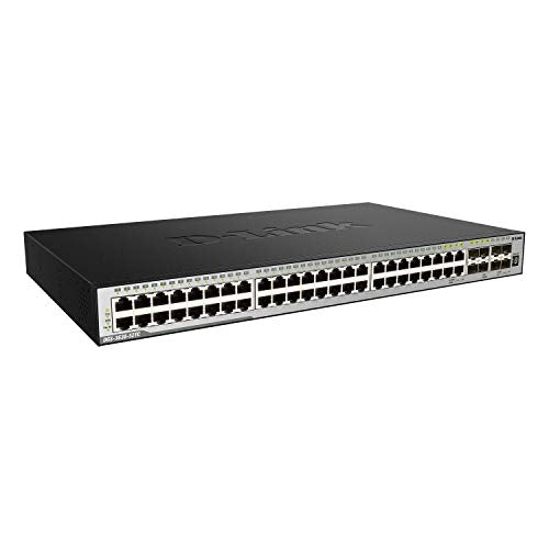 D-Link DGS-3630-52TC/SI - Switch Gigabit Gestionable Layer 3 (44 puertos 10/100/1000 Mbps, 4 puertos SFP Combo, 4 puertos 10GbE SFP+, detección de bucles, apilable, prevención de fuga de datos)