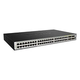 D-Link DGS-3630-52TC/SI - Switch Gigabit Gestionable Layer 3 (44 puertos 10/100/1000 Mbps, 4 puertos SFP Combo, 4 puertos 10GbE SFP+, detección de bucles, apilable, prevención de fuga de datos)