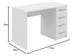 Amazon Basics Escritorio moderno para oficina en casa, escritorio para PC con 4 cajones, fácil montaje, 142 x 279 x 187 cm, color blanco