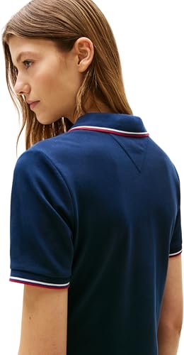 Tommy Hilfiger Vestido Tipo Polo Mujer 1985 Slim Fit, Azul (Dark Night Navy), M