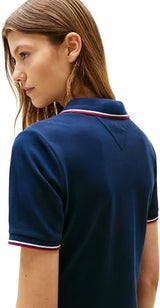 Tommy Hilfiger Vestido Tipo Polo Mujer 1985 Slim Fit, Azul (Dark Night Navy), M