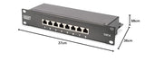 DIGITUS Juego de 10 Pulgadas - Armario de Red 12U Serie Soho Negro - Estante - regleta de enchufes - Panel de Conexiones de 8 Puertos - conmutador gigabit de 8 Puertos
