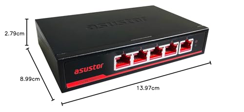 Asustor 5 Puertos Switch no administrado 2.5G Ethernet, Plug and Play | ASW205T