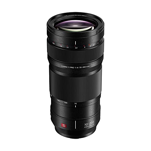 Panasonic LUMIX S PRO S-R70200E - Teleobjetivo (70-200 mm, F4.0 O.I.S. MILC 23/17, zoom 0.92 m, vídeo 4K, estabilizador óptico de 5 ejes, resistente a salpicaduras y frío) negro