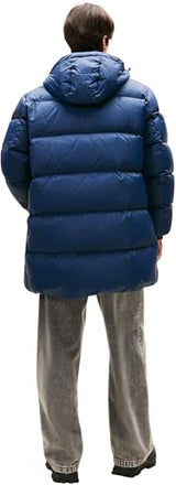Tommy Jeans Cazadora Acolchada Hombre Essential Down Parka con Capucha, Azul (Dark Night Navy), M
