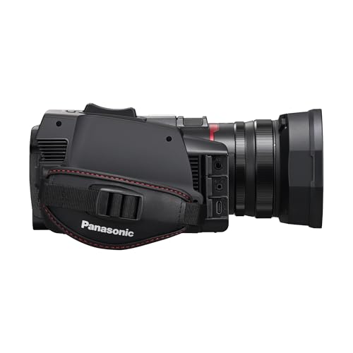 Panasonic HC-X1200E 4K 60p Videocámara Estilo De Mano con Lente Gran Angular de 25 mm, Zoom Óptico de 24x, OIS Híbrido de 5 Ejes, USB PD, Negra