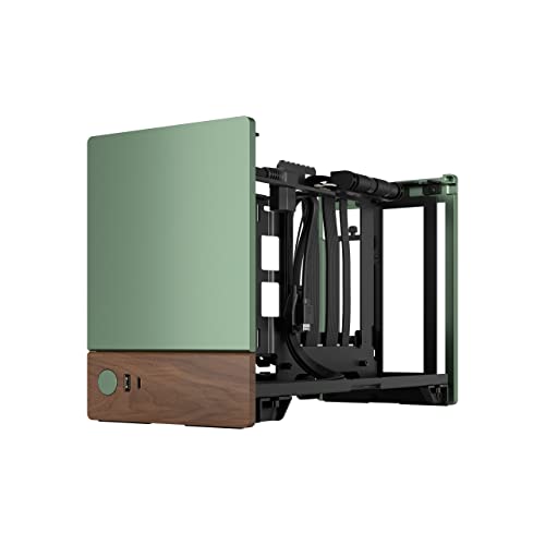 Fractal Design Terra Jade - Wood Walnut Front Panel - Small Form Factor - mITX Gaming Case – PCIe 4.0 Riser Cable – USB Type-C - Anodized Aluminum Panels