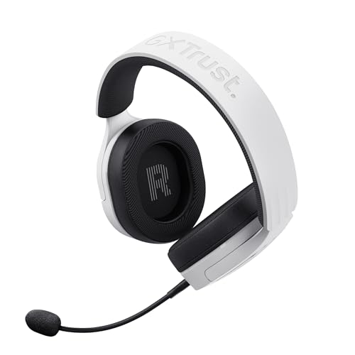 Trust Gaming GXT 491W Fayzo Cascos Gaming Inalámbricos Bluetooth + 2.4 GHz, 7.1 Sonido Envolvente, Batería de 22 Horas, Auriculares Inalámbricos RGB Over-Ear PC PS5 PS4 Switch - Blanco