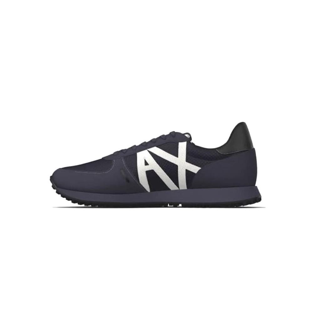 Armani Exchange Openwork Side, Contrast Logo, Microsuede Inserts, Zapatillas Hombre, Blue, 43 EU