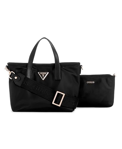 GUESS Latona Tote, Mini Bolso Cruzado para Mujer, Black, Talla única