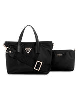 GUESS Latona Tote, Mini Bolso Cruzado para Mujer, Black, Talla única