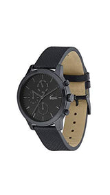 Lacoste Reloj Analógico de Cuarzo Multifunción para Hombre Colección LACOSTE.12.12 con Correa de Cuero Negra - 2010997