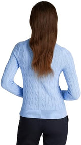Tommy Hilfiger Jersey Mujer Co Cable con Cuello Redondo, Azul (Vessel Blue), S
