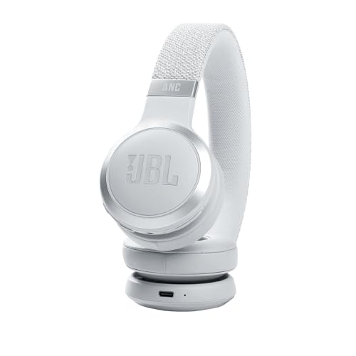 JBL LIVE 460 NC Auriculares supraaurales inalámbricos con cancelación adaptativa de ruido, tecnología Bluetooth, hasta 50h de batería sin NC, asistente de voz y conexión multipunto, blanco