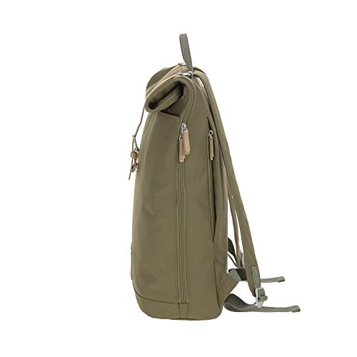 LÄSSIG Bolsa para pañales, cambiador, fijación para cochecito de bebé, soporte para botellas, fabricado de forma sostenible/GRE Rolltop Backpack, verde