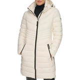 DKNY Cremallera Frontal Plegable Tampón, Blanco, XS para Mujer