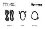 iiyama X3270QSU-B1 32" Panel IPS, 2560x1440, 250cd/m², 3ms, Altavoces, DisplayPort, 2xHDMI, USB 3X 3.2
