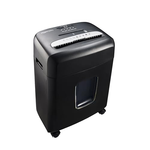 Amazon Basics Trituradora de microcorte 8 hojas capaz de destruir papel CD y tarjetas de crédito, Negro
