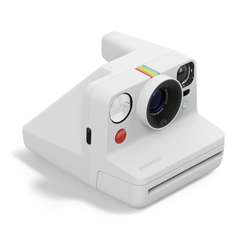 Polaroid - Now+ Gen 3 - Cámara instantánea con conexión Bluetooth - Paquete de cámara + película en Color (16 Fotos) Blanco (6563)
