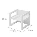 roba Grupo de Asiento de Estilo rústico para niños, 1 Taburete y un Banco para niños Convertible a la Mesa, Color Blanco