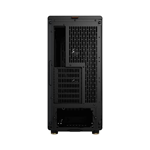 Fractal Design North Charcoal Black Tempered Glass Dark - Frente de Madera de Nogal - Panel Lateral de Vidrio - Incluye Dos Ventiladores Aspect PWM de 140 mm - Puerto USB Tipo C