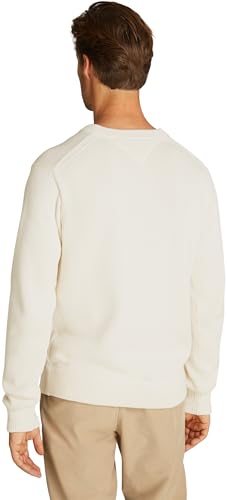 Tommy Hilfiger Jersey Hombre Chunky Cotton Crew Neck Jersey de Punto, Marfil (Ivory Petal), M