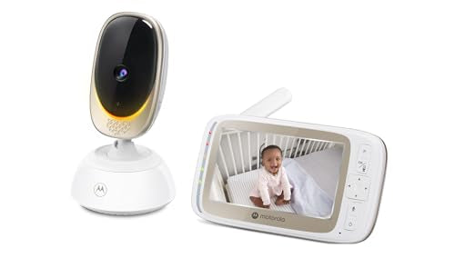 Motorola Nursery VM85 Connect Vigilabebés con Cámara – WiFi y App Móvil, Pantalla 5”, Visión Nocturna, Giro/Inclinación, Comunicación Bidireccional, Canciones de Cuna